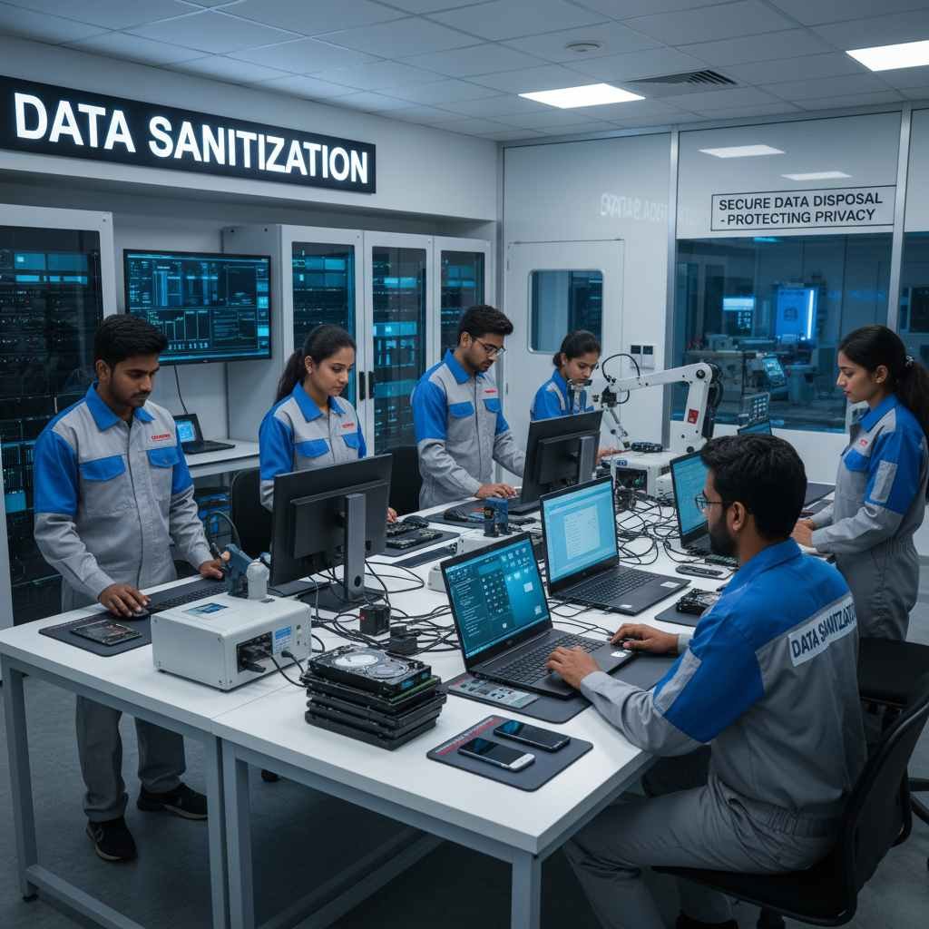 data sanitization e-waste disposal india secure data erasure pii financial records trade secrets nist 800-88 dod 5220.22-m certified compliance identity theft www.datasanitization.in