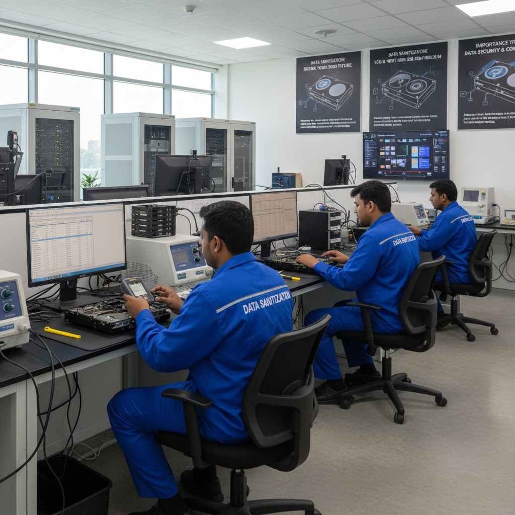data sanitization india e-waste disposal nist 800-88 dod 5220.22-m secure data wipe compliance certified reports non-working devices identity theft cleanroom lab www.datasanitization.in