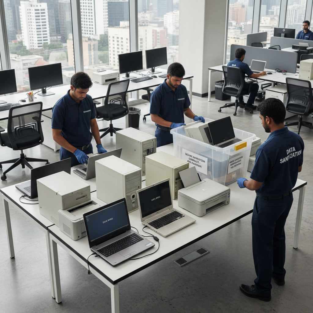 e-waste disposal corporate offices smes india data sanitization free pickup recycling donation gift vouchers asset reuse carbon footprint www.datasanitization.in