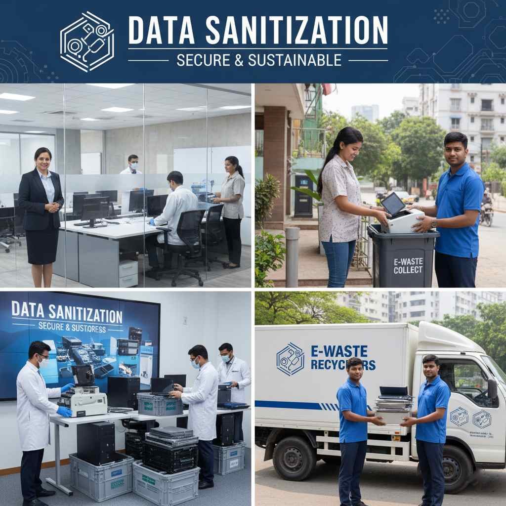 e-waste disposal india small businesses large enterprises corporate offices residential data sanitization recycling donation compliance free pickup asset valuation www.datasanitization.in