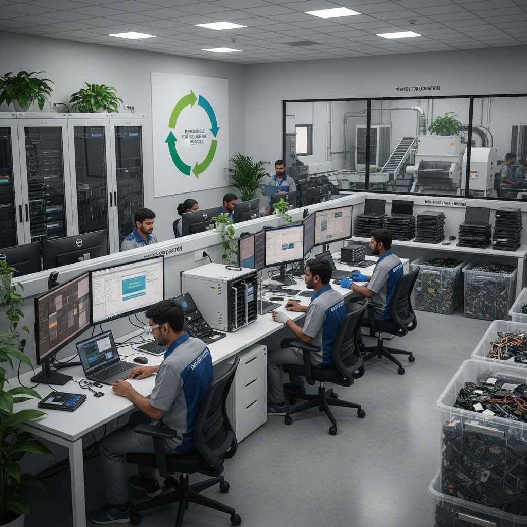e-waste management india data sanitization pickup certified recycling donation asset tracking 100% data destruction environmental responsibility free gift vouchers www.datasanitization.in