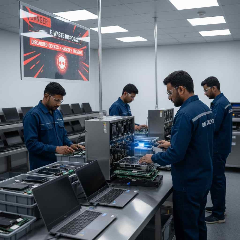 ewaste disposal india data theft cybercrime digital security improper hard drive disposal privacy risks recycling data recovery www.datasanitization.in