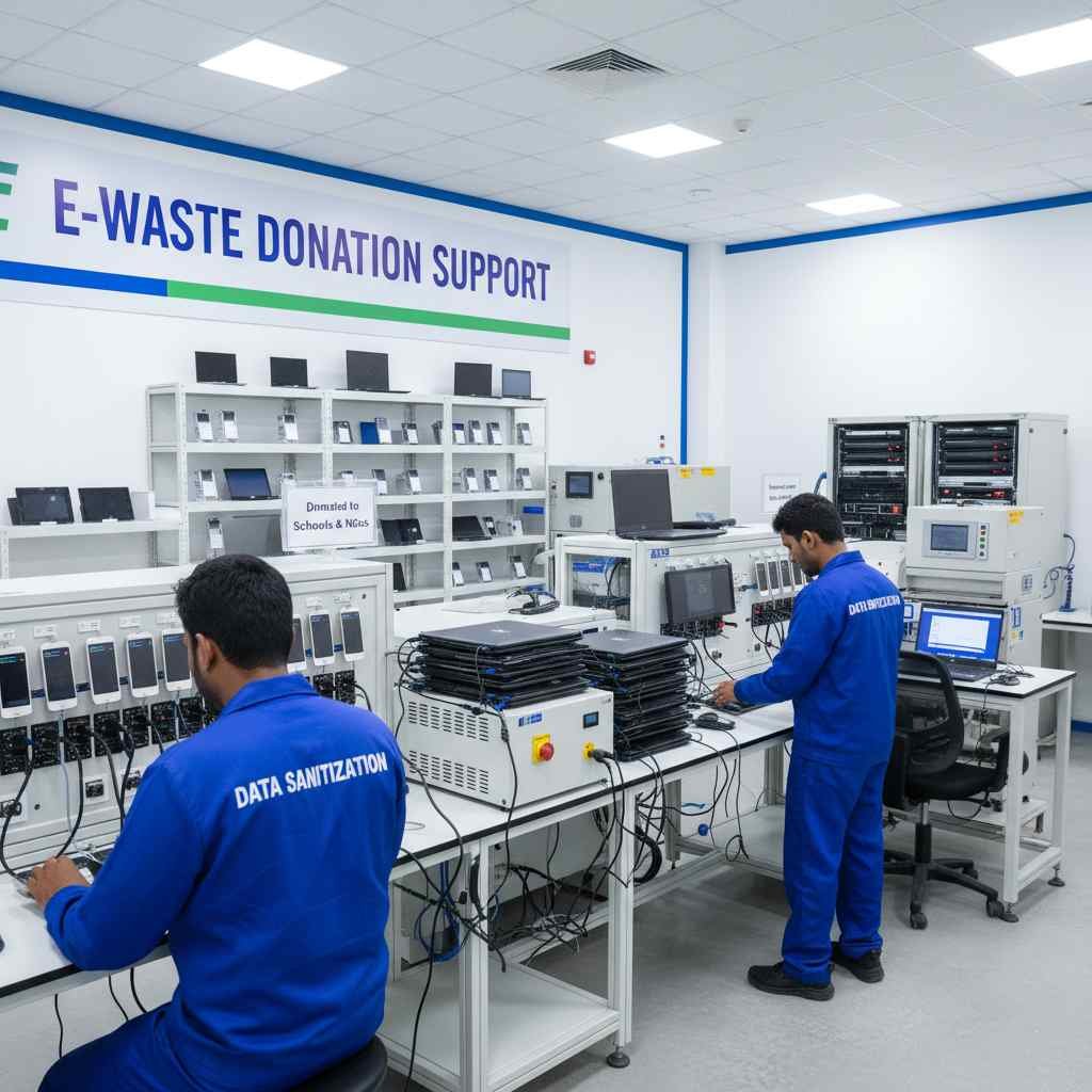 ewaste donation india hard drive ssd mobiles data erasure secure disposal ngos recycling sustainability privacy protection www.datasanitization.in