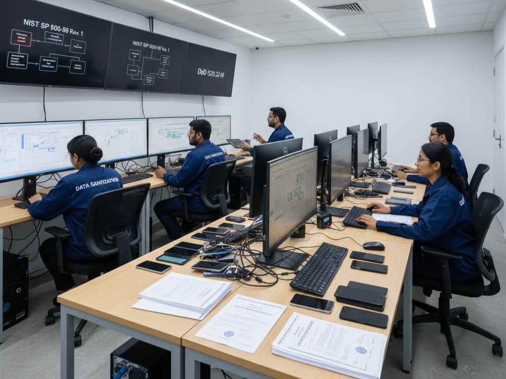 certified mobile data wipe services secure data destruction android iphone NIST DoD compliant permanent sanitization certificate www.datasanitization.in