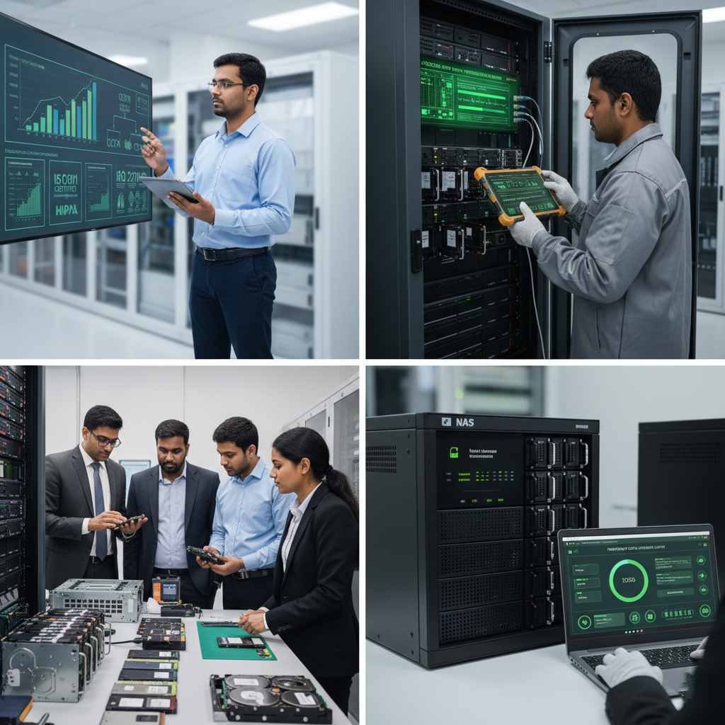 enterprise SAN NAS server secure data wiping permanent erase ITAD GDPR HIPAA confidential data protection SSD HDD storage compliance unrecoverable www.datasanitization.in