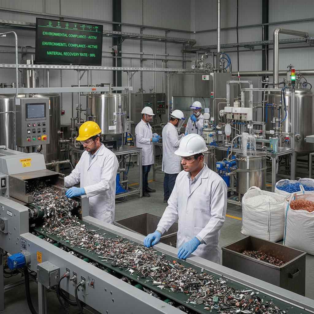 e-waste recovery magnetic separation eddy current separation rare metals recycling hazardous material treatment safe disposal environmental compliance india www.datasanitization.in