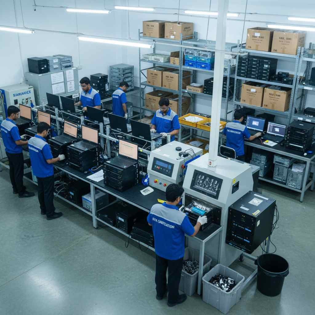 secure it asset disposal data sanitization certified wiping laptops desktops servers storage devices compliance eco-friendly recycling india www.datasanitization.in