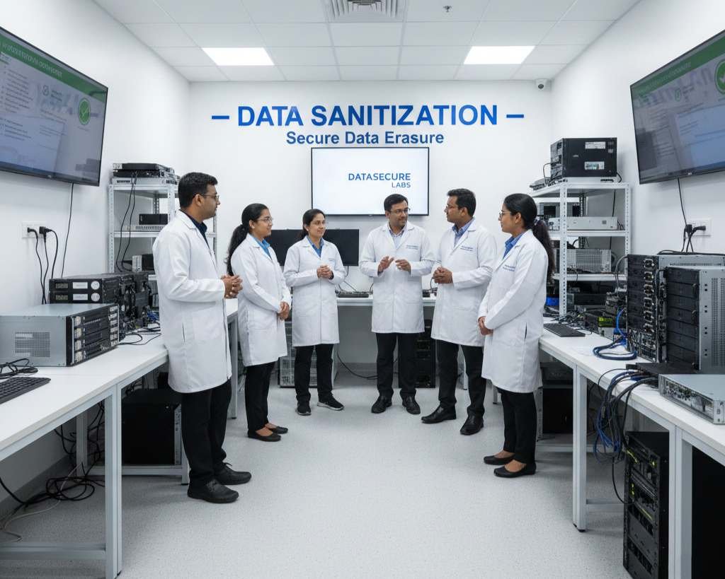 Professional data sanitization NIST 800-88 DoD 5220.22-M HDD SSD servers USB verified secure erasure ITAD compliance certificates www.datasanitization.in