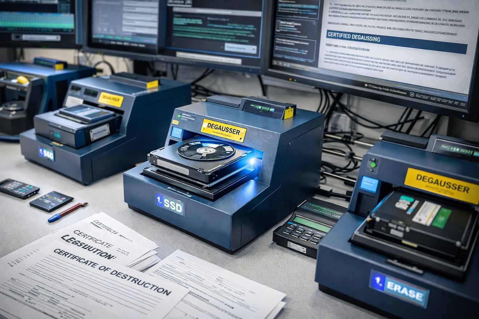 secure it asset disposal degaussing services hdd ssd tapes servers mobile devices secure wipe certified destruction compliance audit regulatory certificates india www.datasanitization.in