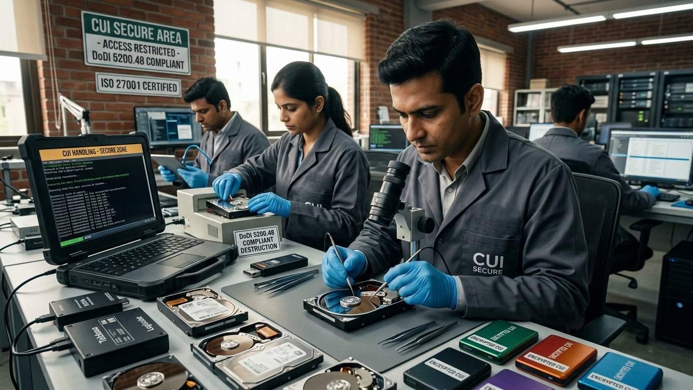 DoD CUI compliance data sanitization DoDI 5200.48 secure data destruction classified data wiping defense contractors NIST media sanitization cyber security compliance www.datasanitization.in