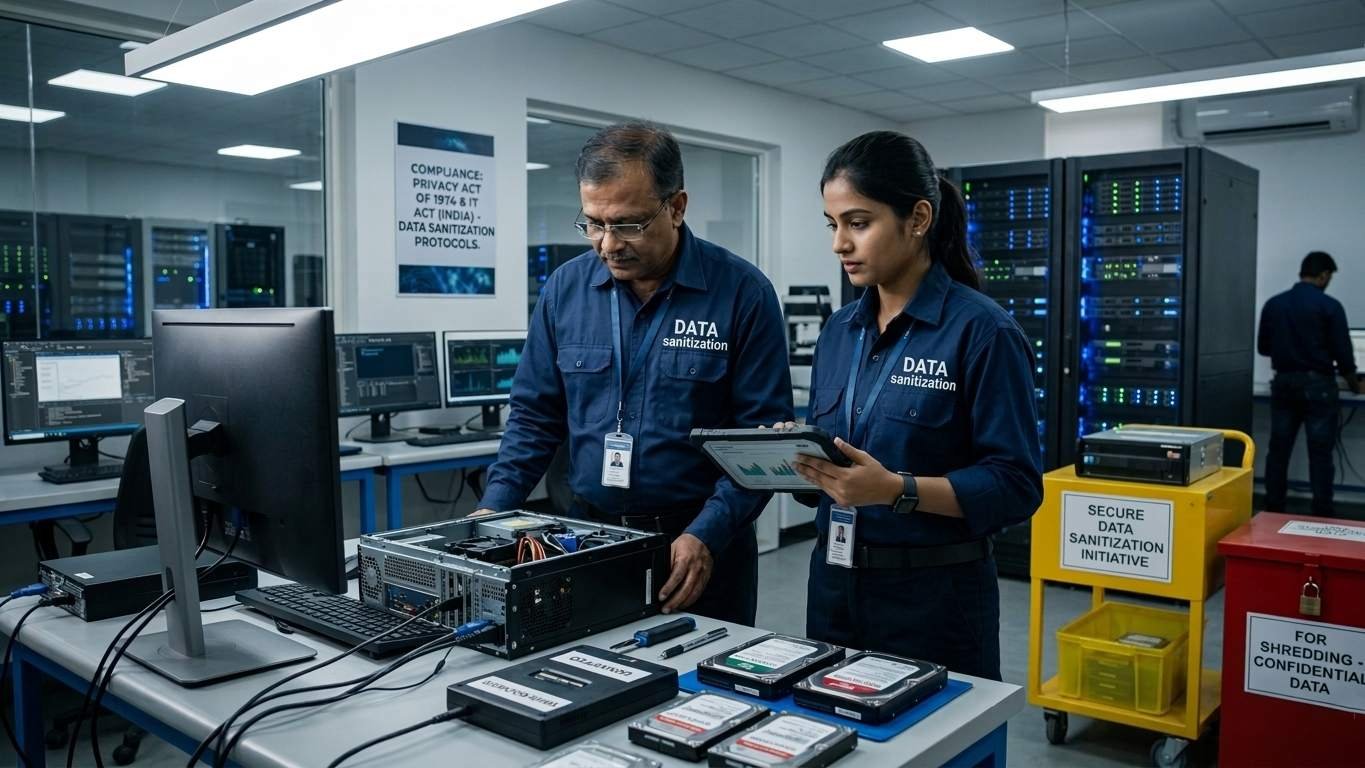 Privacy Act 1974 compliance IT asset destruction certified hard drive wiping mobile device sanitization secure data disposal federal contracts India www.datasanitization.in