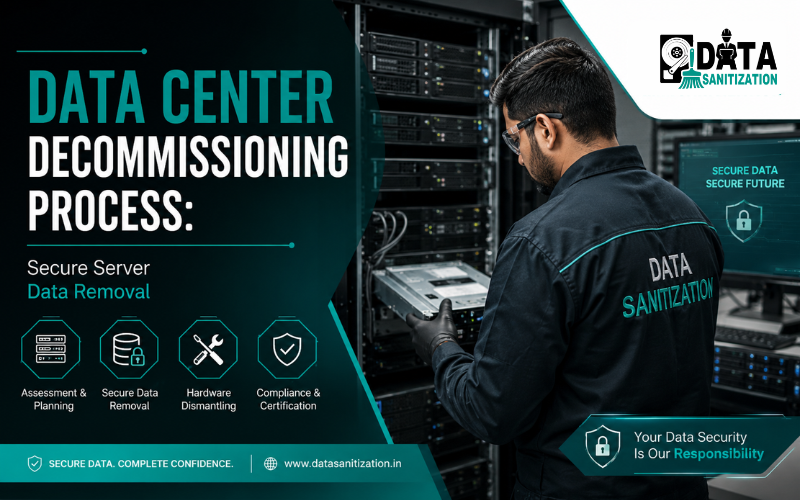 data-center-decommissioning-process-secure-server-data-removal-server-disposal-data-erasure-it-asset-management www.datasanitization.in