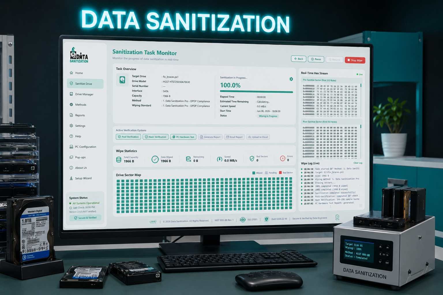 data sanitization pro software secure data erasure platform for government enterprise itad storage wiping compliance audit reporting india www.datasanitization.in